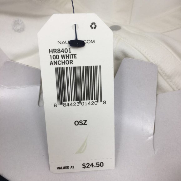 Nautica Mens Baseball Cap White /Dark Navy Strapback 6 Panel Lined Cotton OS New - Picture 9 of 9